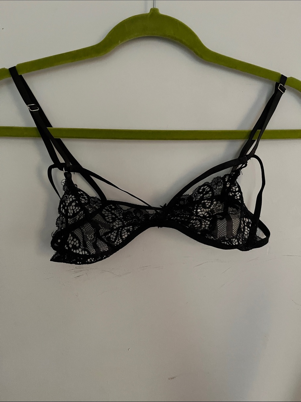 Sheer Black Lace Bralette with Strappy Details